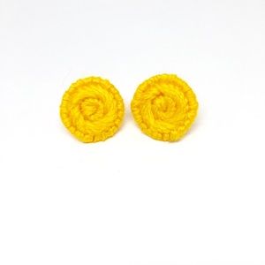 Yellow Button Stud Earrings